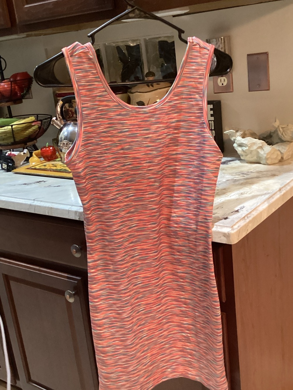 Reel Legends Multicolor Space-Dye Tank Swim Cover-Up in Coral and Blue